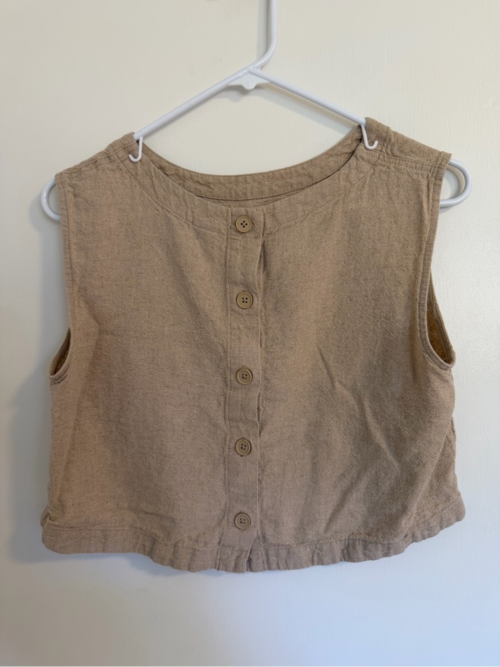 a new day Linen Button-Front Sleeveless Tan Top